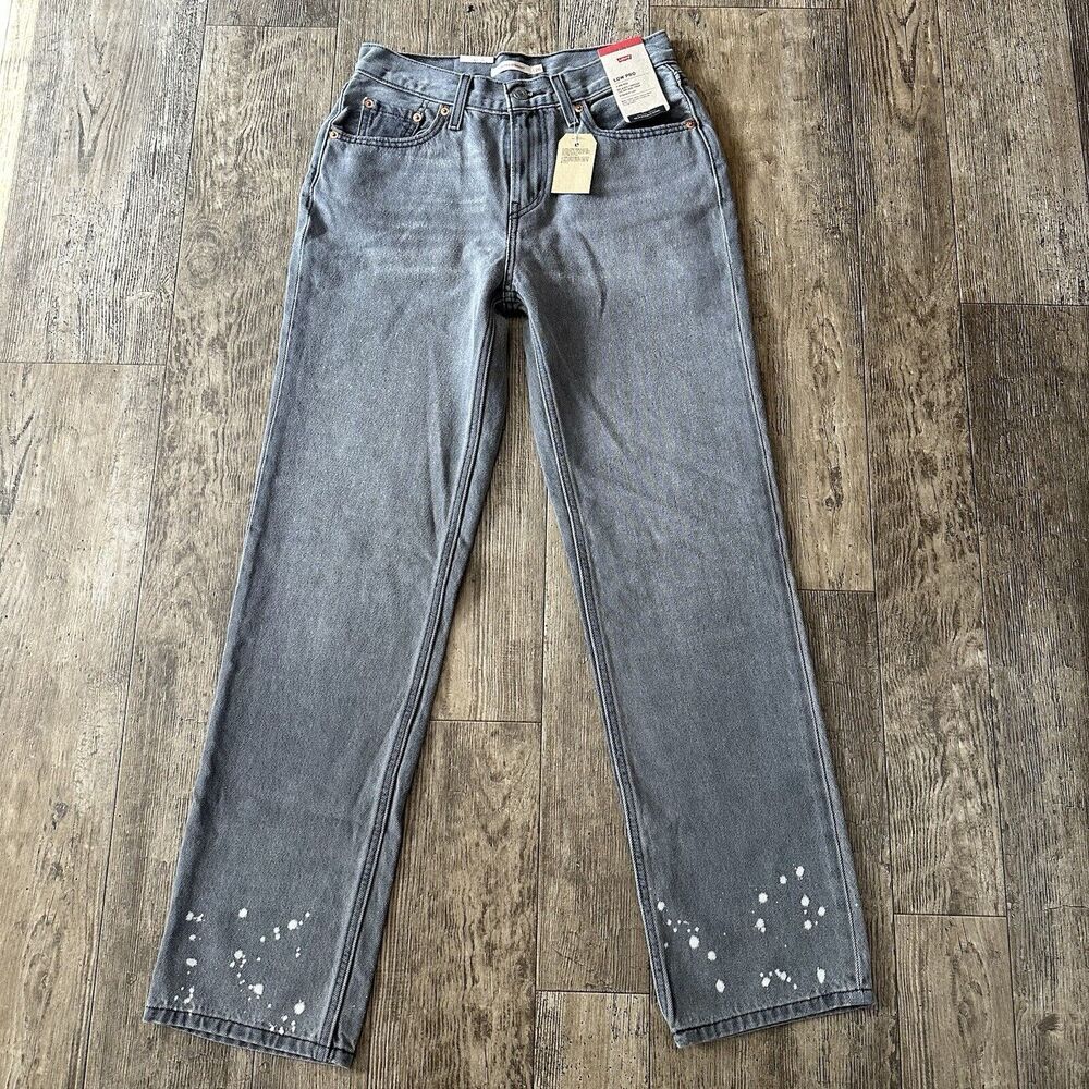 NEW Levi's LOW PRO STRAIGHT Leg Size 26 Gray Mid Rise Jeans Denim Pants 28x30
